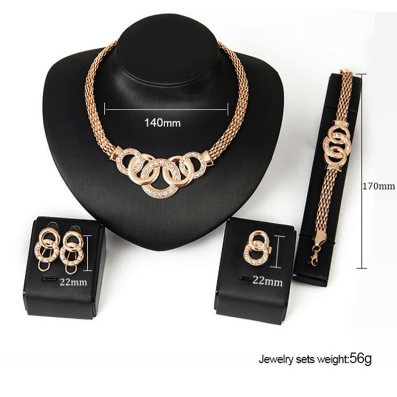 Diamante Circle Linked Jewelry Set