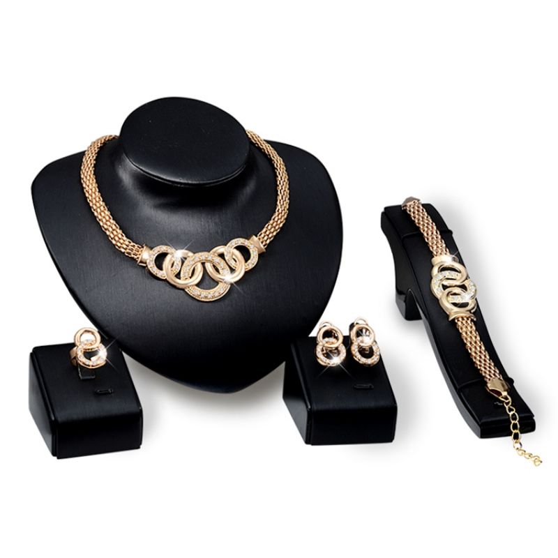 Diamante Circle Linked Jewelry Set