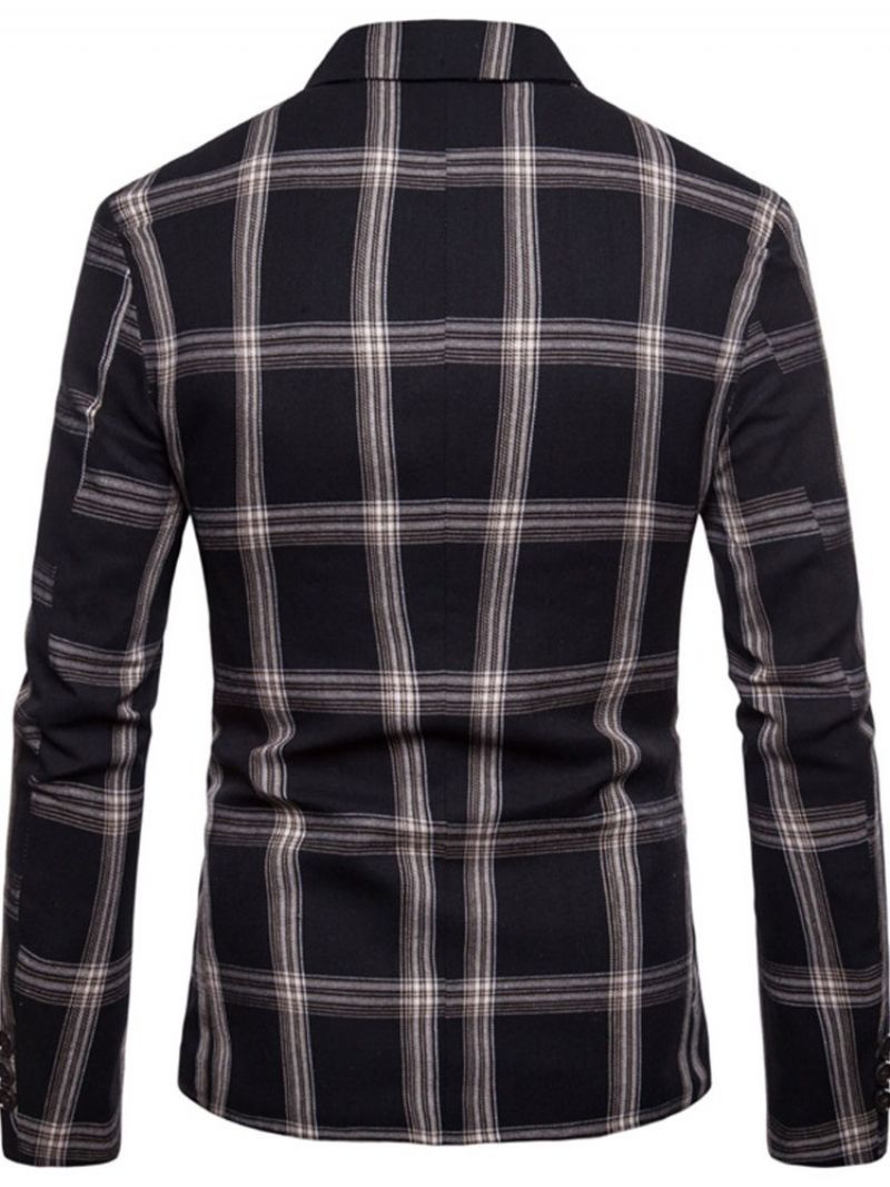 Plaid Notched Lapel Slim Leisure Blazer