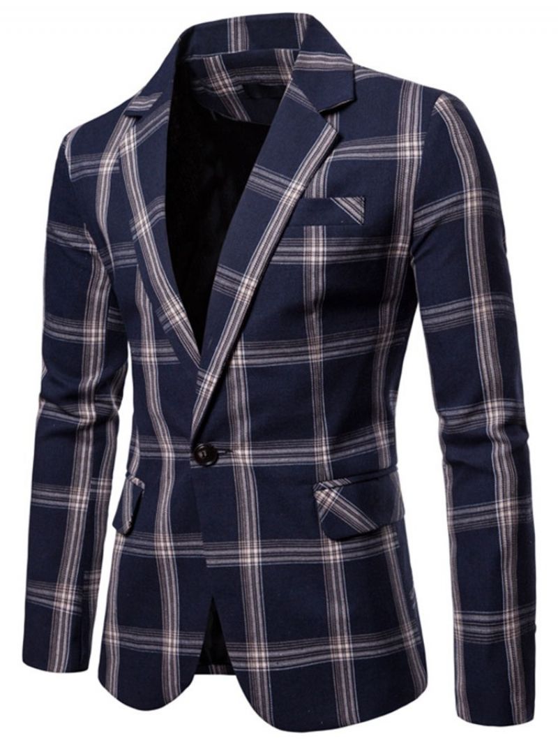 Plaid Notched Lapel Slim Leisure Blazer