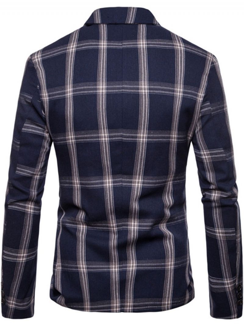 Plaid Notched Lapel Slim Leisure Blazer