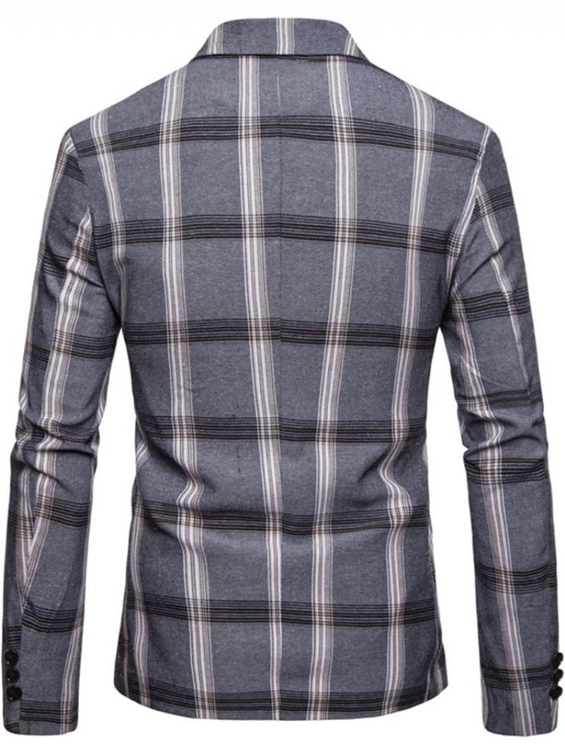 Plaid Notched Lapel Slim Leisure Blazer