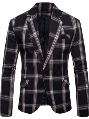 Plaid Notched Lapel Slim Leisure Blazer