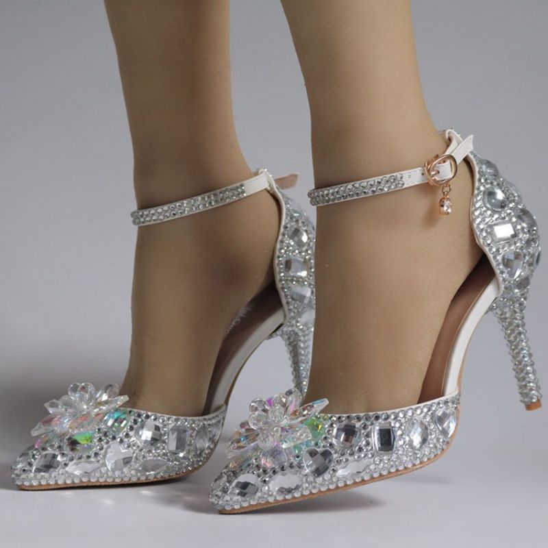 Klamra Rhinestone Szpiczasty Nosek Zwykłe Cienkie Buty