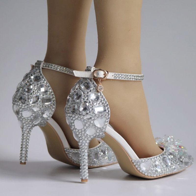 Klamra Rhinestone Szpiczasty Nosek Zwykłe Cienkie Buty