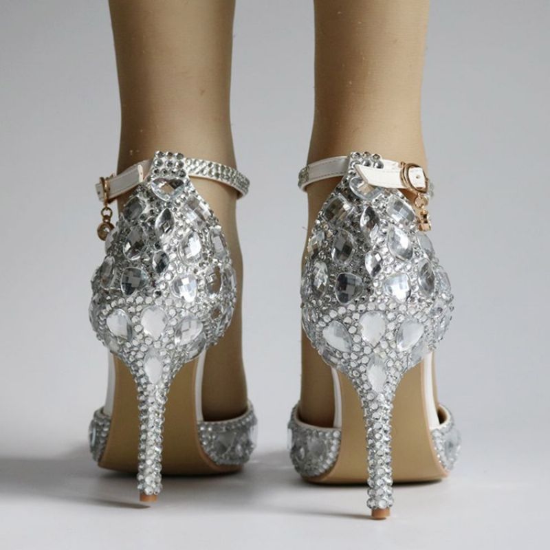 Klamra Rhinestone Szpiczasty Nosek Zwykłe Cienkie Buty