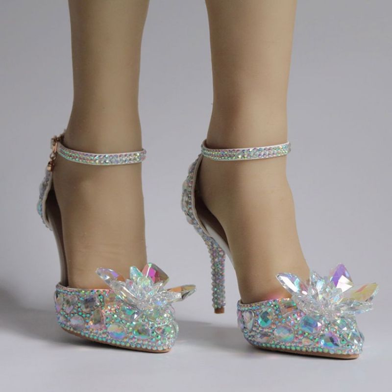 Klamra Rhinestone Szpiczasty Nosek Zwykłe Cienkie Buty