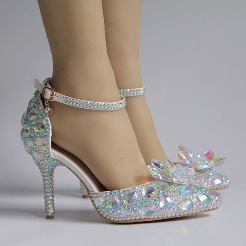 Klamra Rhinestone Szpiczasty Nosek Zwykłe Cienkie Buty