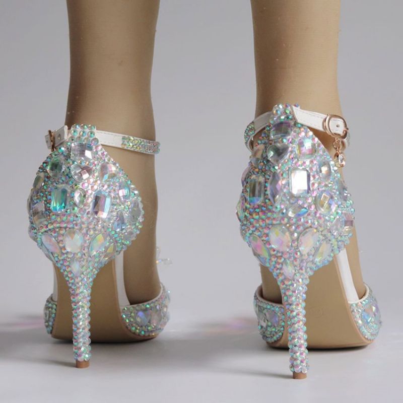 Klamra Rhinestone Szpiczasty Nosek Zwykłe Cienkie Buty