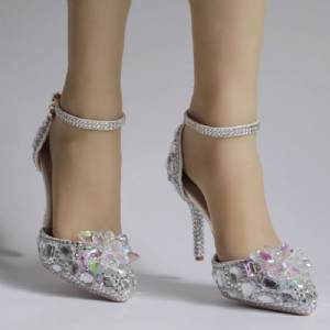 Klamra Rhinestone Szpiczasty Nosek Zwykłe Cienkie Buty