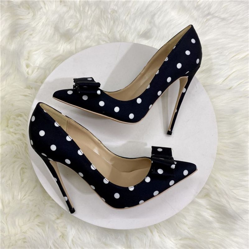 Pointed Toe Bow Slip-On Profesjonalne Cienkie Buty Damskie