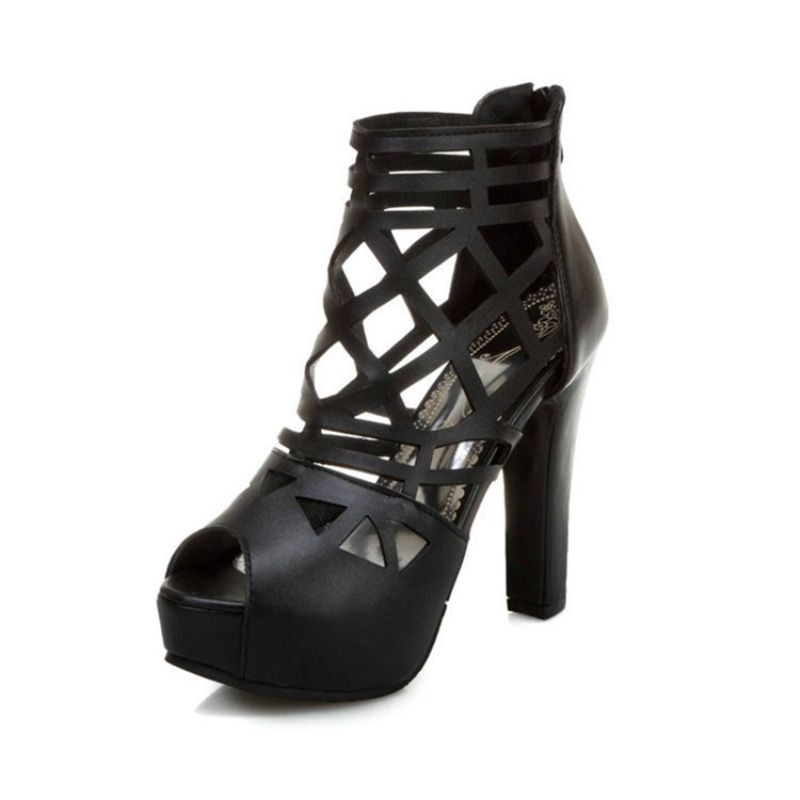 Zipper Peep Toe Platform Plain Cienkie Buty