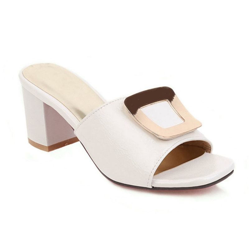 Chunky Heel Flip Flop Slip-On Letnie Kapcie