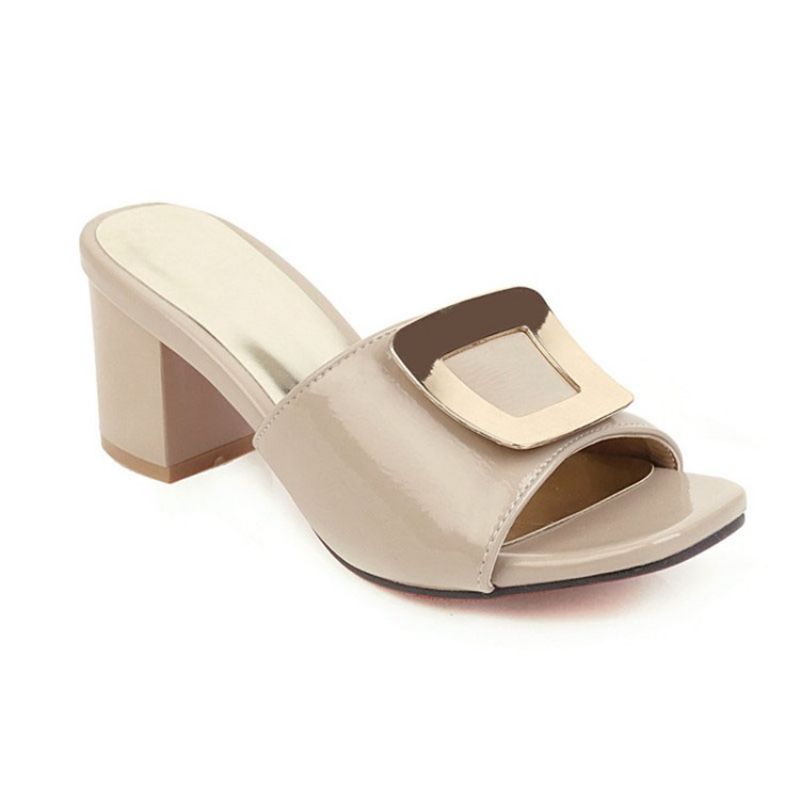 Chunky Heel Flip Flop Slip-On Letnie Kapcie