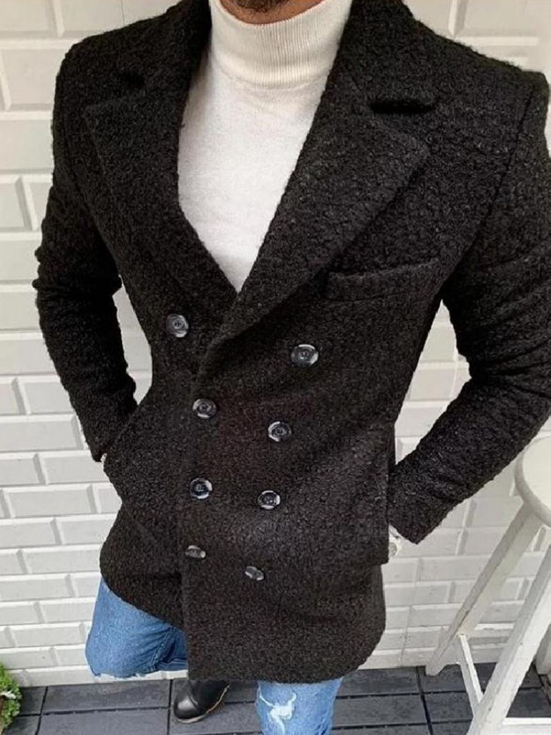 Średniej Długości Gładki Płaszcz Z Klapami European Slim Coat