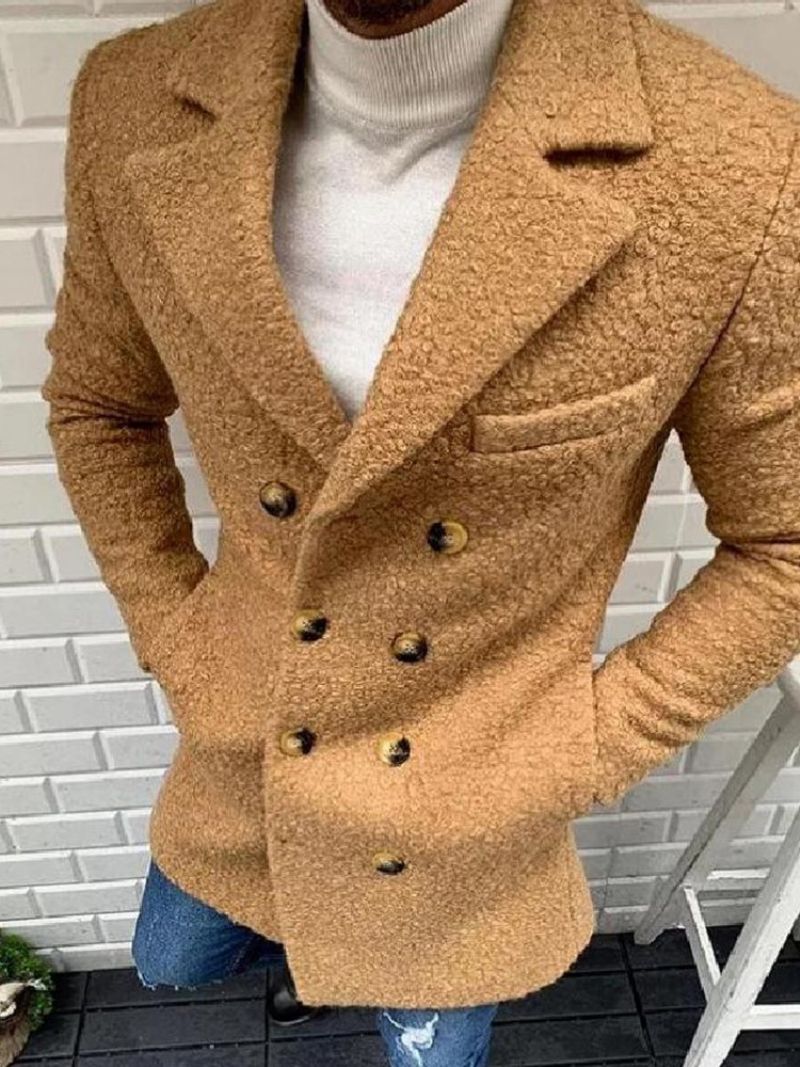 Średniej Długości Gładki Płaszcz Z Klapami European Slim Coat