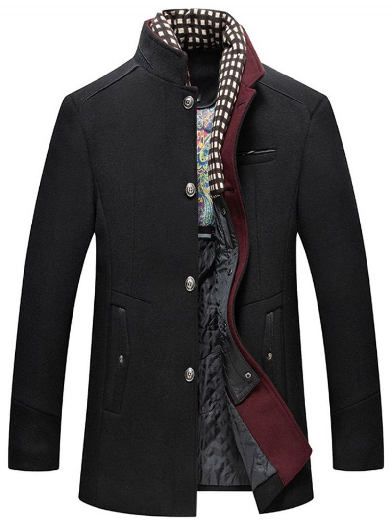 Średniej Długości Płaszcz Ze Stójką Patchwork Winter Slim Coat