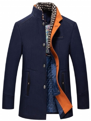 Średniej Długości Płaszcz Ze Stójką Patchwork Winter Slim Coat