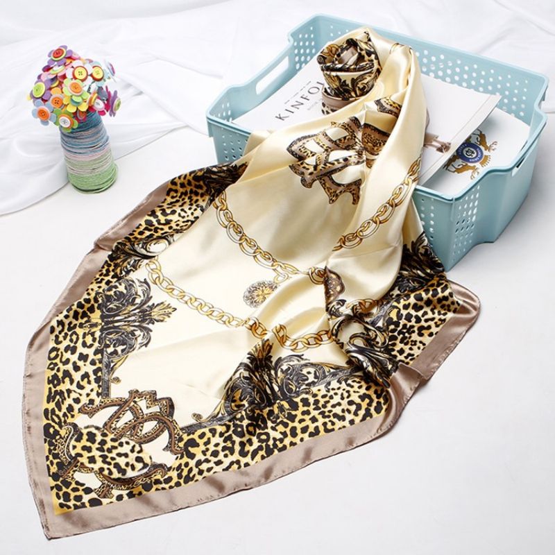 Print Charmeuse Leopard Moda Szaliki Damskie