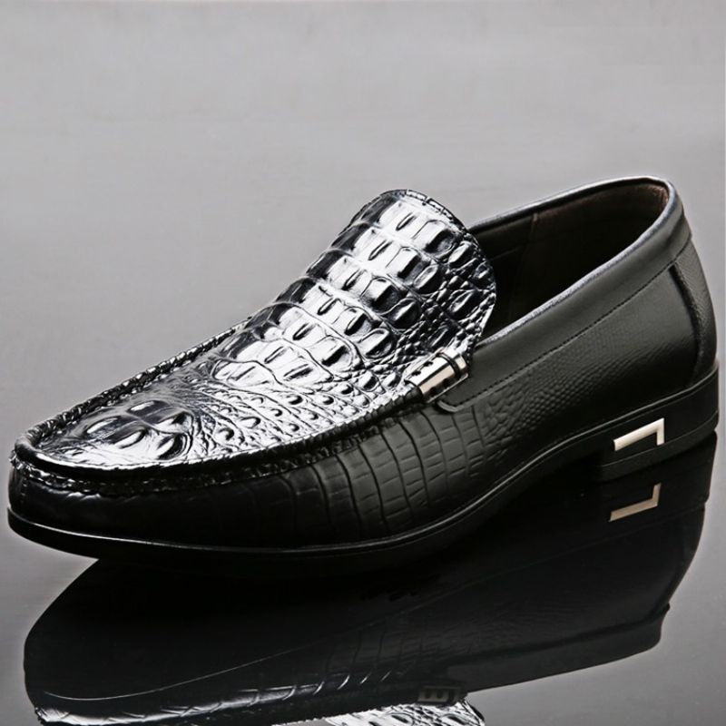 Wsuwane Low-Cut Upper Plain Round Toe Cienkie Buty Męskie Oksfordzie