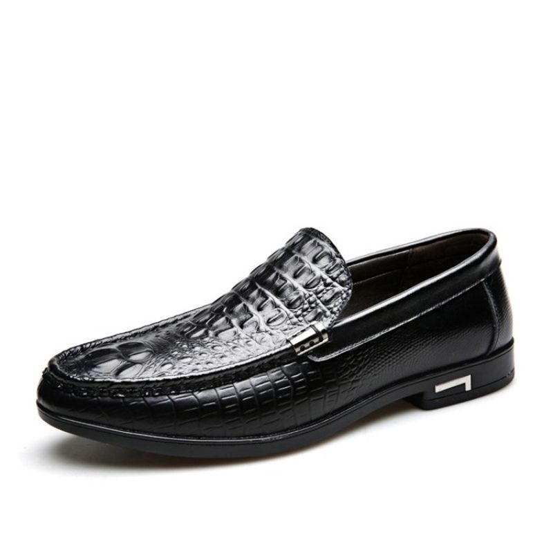 Wsuwane Low-Cut Upper Plain Round Toe Cienkie Buty Męskie Oksfordzie