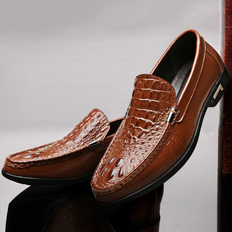 Wsuwane Low-Cut Upper Plain Round Toe Cienkie Buty Męskie Oksfordzie