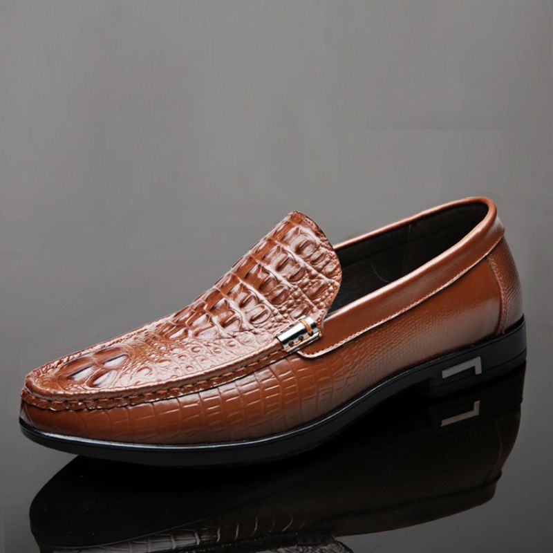 Wsuwane Low-Cut Upper Plain Round Toe Cienkie Buty Męskie Oksfordzie