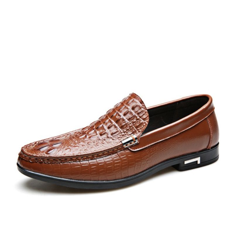 Wsuwane Low-Cut Upper Plain Round Toe Cienkie Buty Męskie Oksfordzie