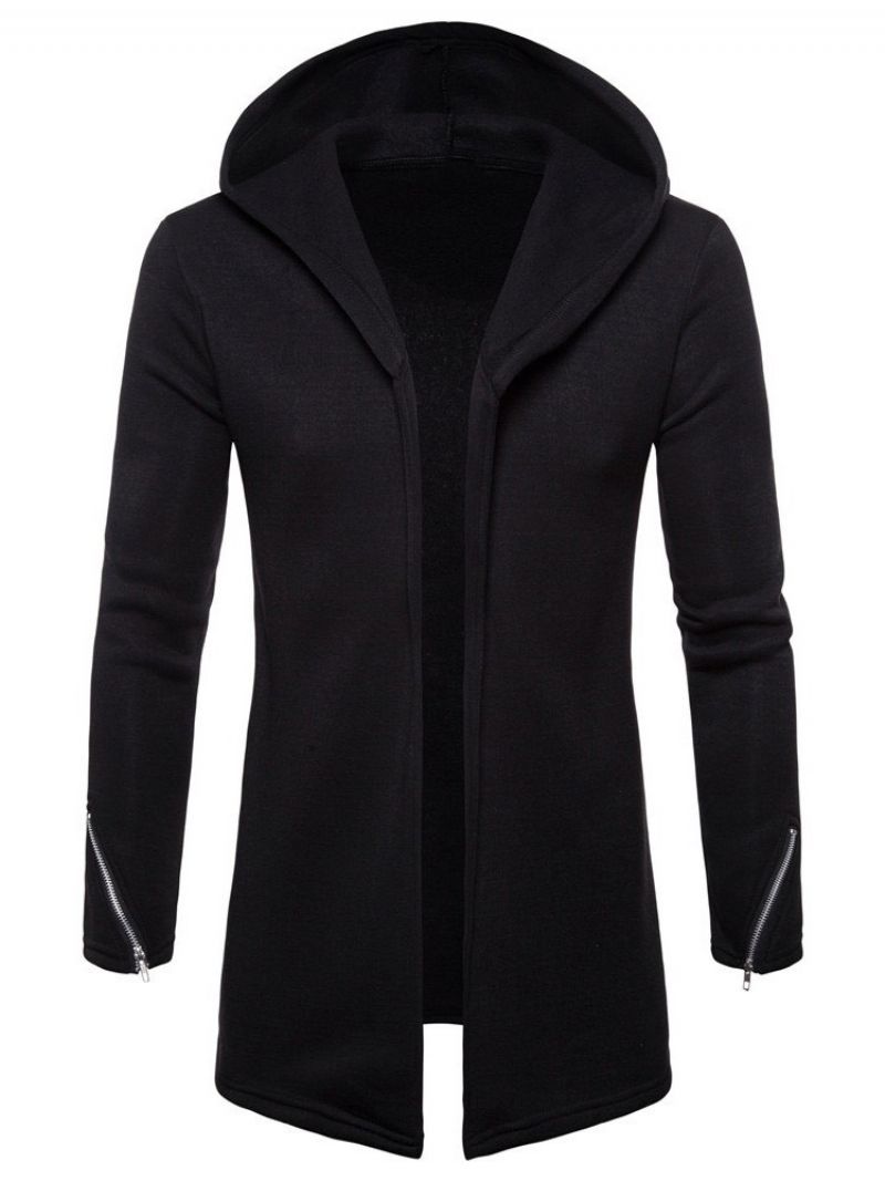 Zipper Cardigan Plain European Fall Bluzy Z Kapturem