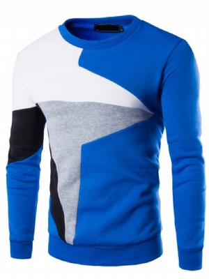 Pullover Patchwork Color Block Slim Męskie Bluzy Z Kapturem