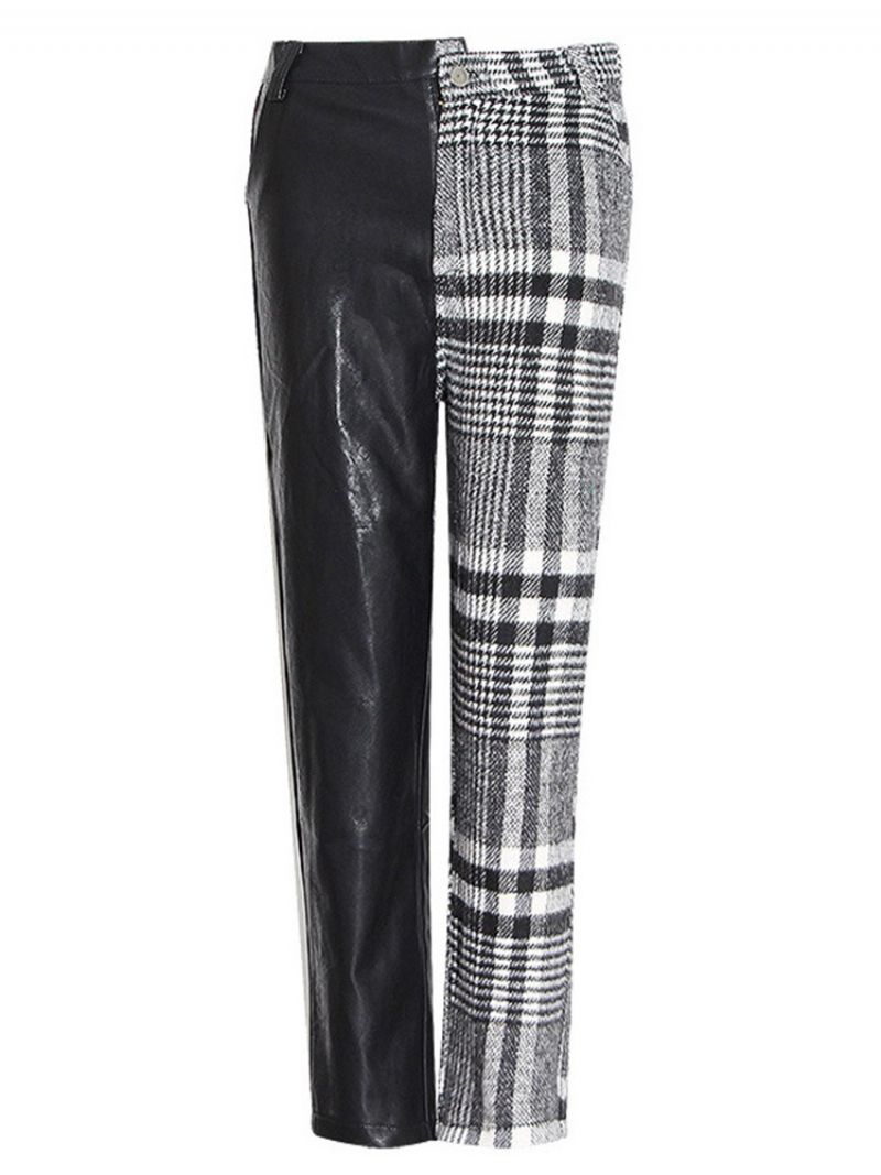 Slim Houndstooth Patchwork Harem Pants Spodnie damskie ze średnim stanem