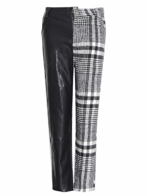 Slim Houndstooth Patchwork Harem Pants Spodnie damskie ze średnim stanem