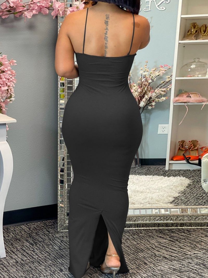 Seksowna Sukienka Bodycon Bez Rękawów Z Dekoltem W Serek