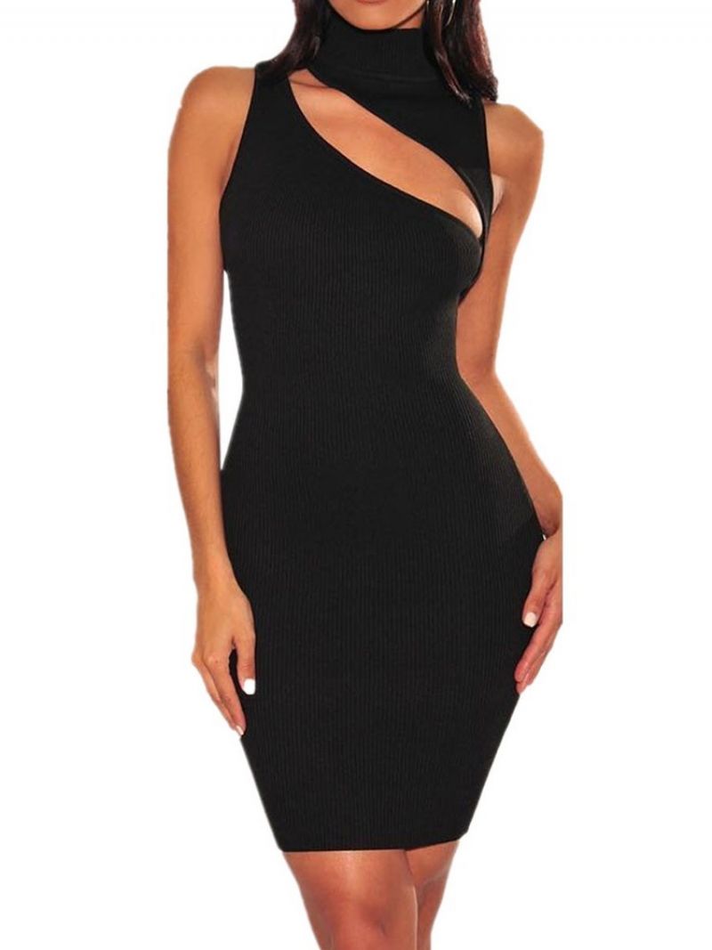 Sukienka Bodycon Bez Rękawów Bez Rękawów Z Wycięciem Do Kolan