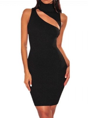 Sukienka Bodycon Bez Rękawów Bez Rękawów Z Wycięciem Do Kolan