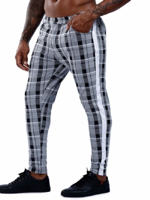 Plaid Patchwork Ołówek Spodnie Europejskie Cztery Pory Roku Casual Pants