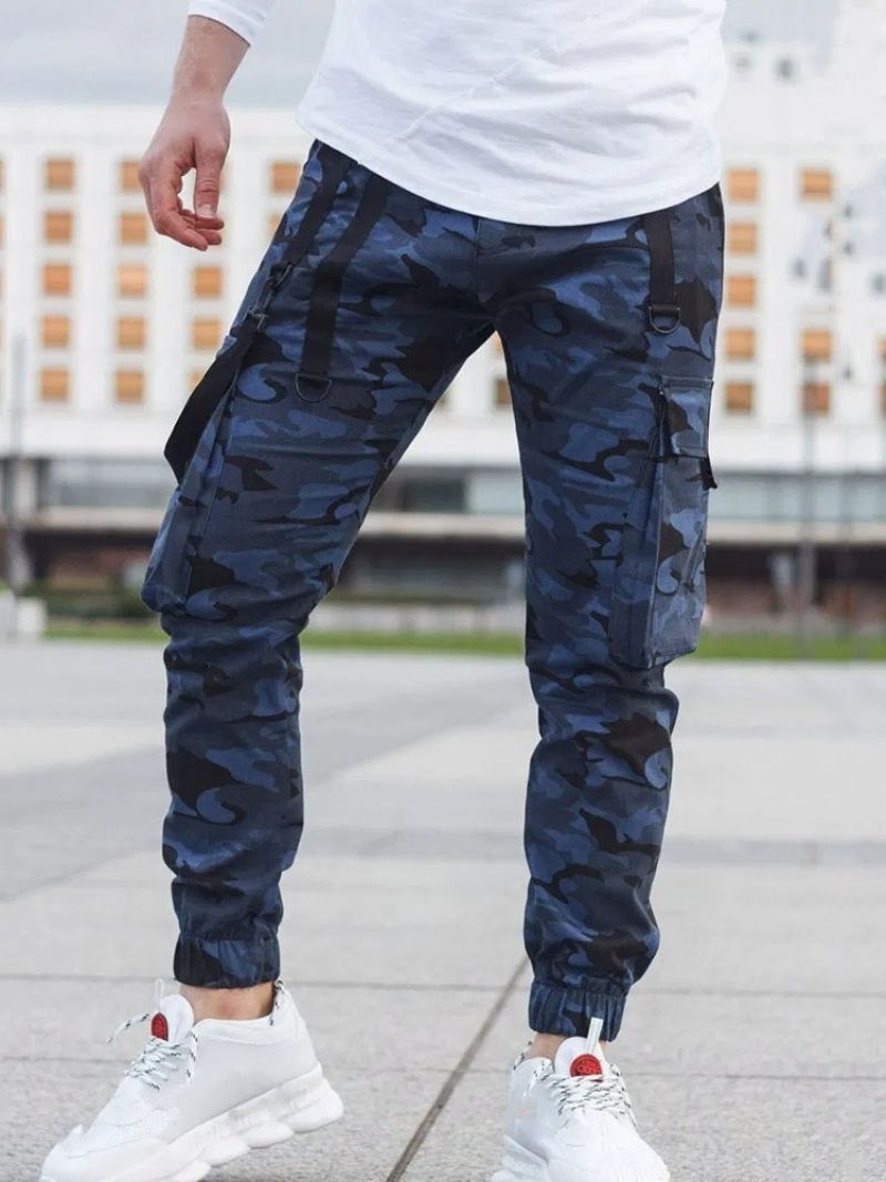 Spodnie Cargo Spodnie Ołówkowe Kamuflaż Kieszeń Mid Waist Casual Casual Pants