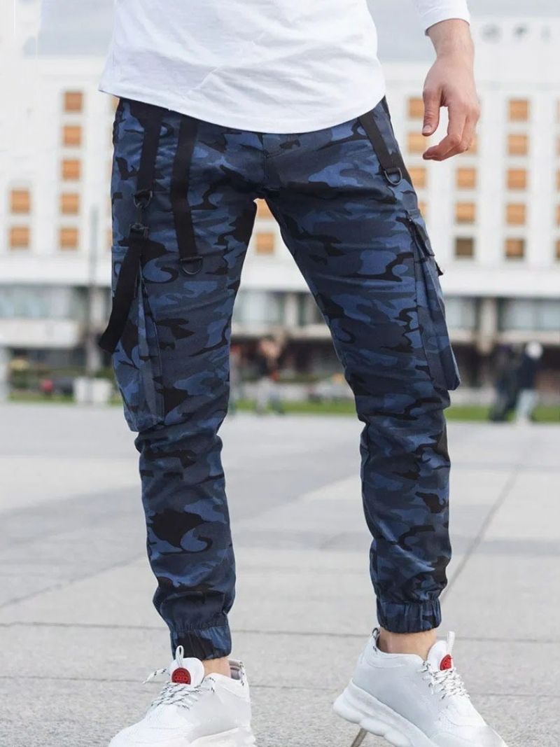 Spodnie Cargo Spodnie Ołówkowe Kamuflaż Kieszeń Mid Waist Casual Casual Pants