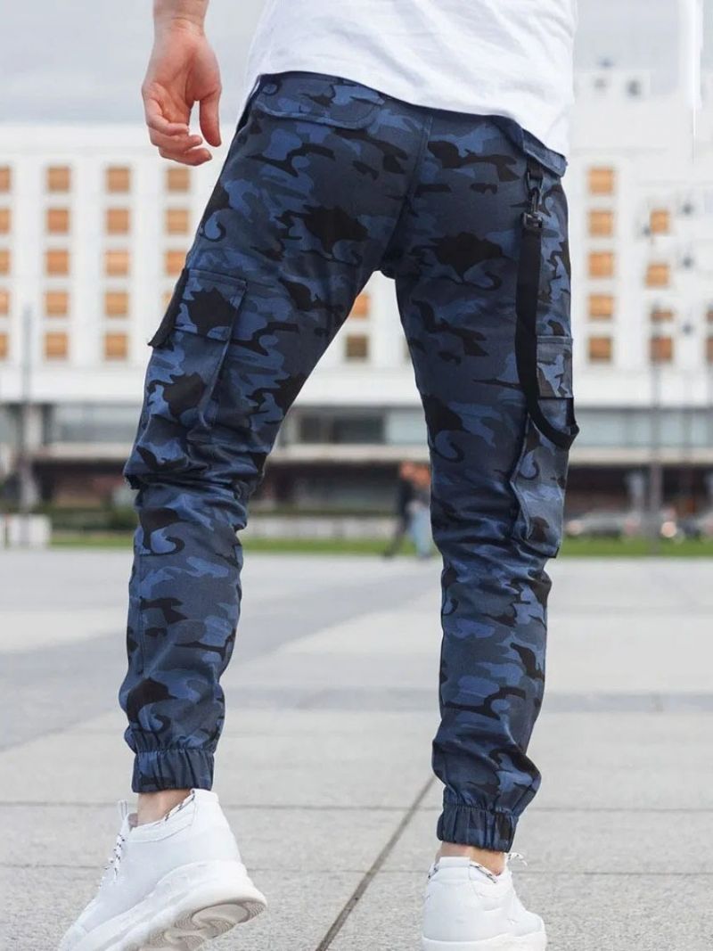 Spodnie Cargo Spodnie Ołówkowe Kamuflaż Kieszeń Mid Waist Casual Casual Pants