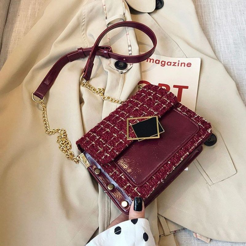 Eleganckie Torebki Crossbody W Kształcie Prostokąta Z Łańcuszkiem