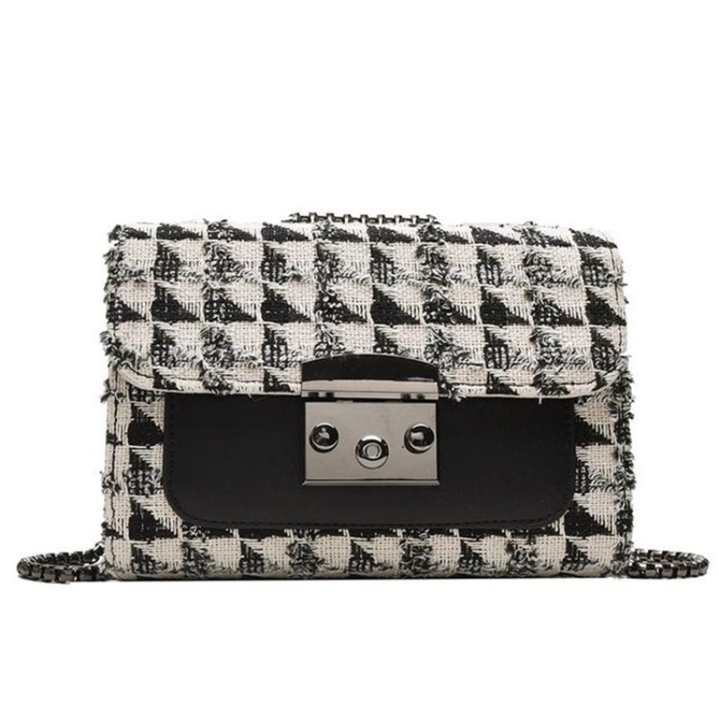 Plaid Lock Pu Prostokątne Torby Crossbody