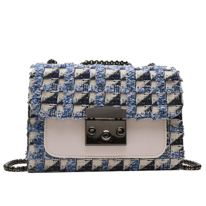 Plaid Lock Pu Prostokątne Torby Crossbody