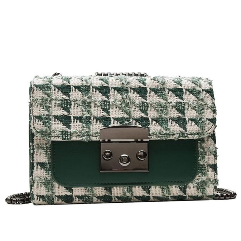 Plaid Lock Pu Prostokątne Torby Crossbody