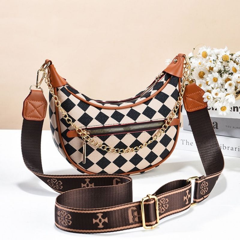 Plaid Pu Thread Hobos Torby Crossbody