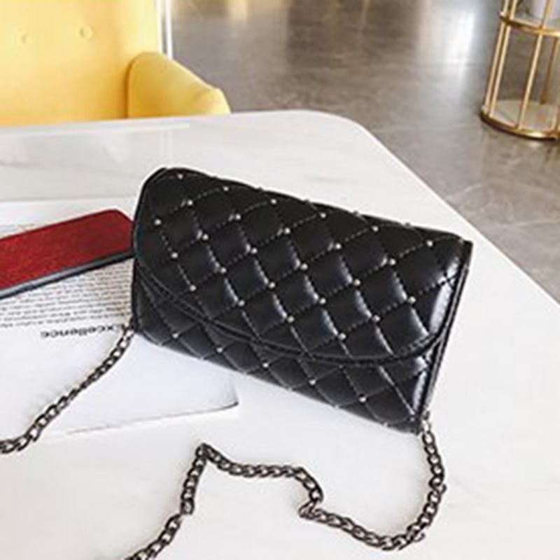 Plaid Rivet Chain Prostokątne Torby Crossbody