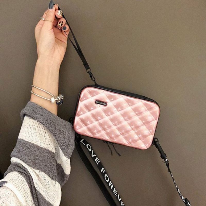 Plaid Tłoczone Torby Crossbody Z Klapką Z Pvc