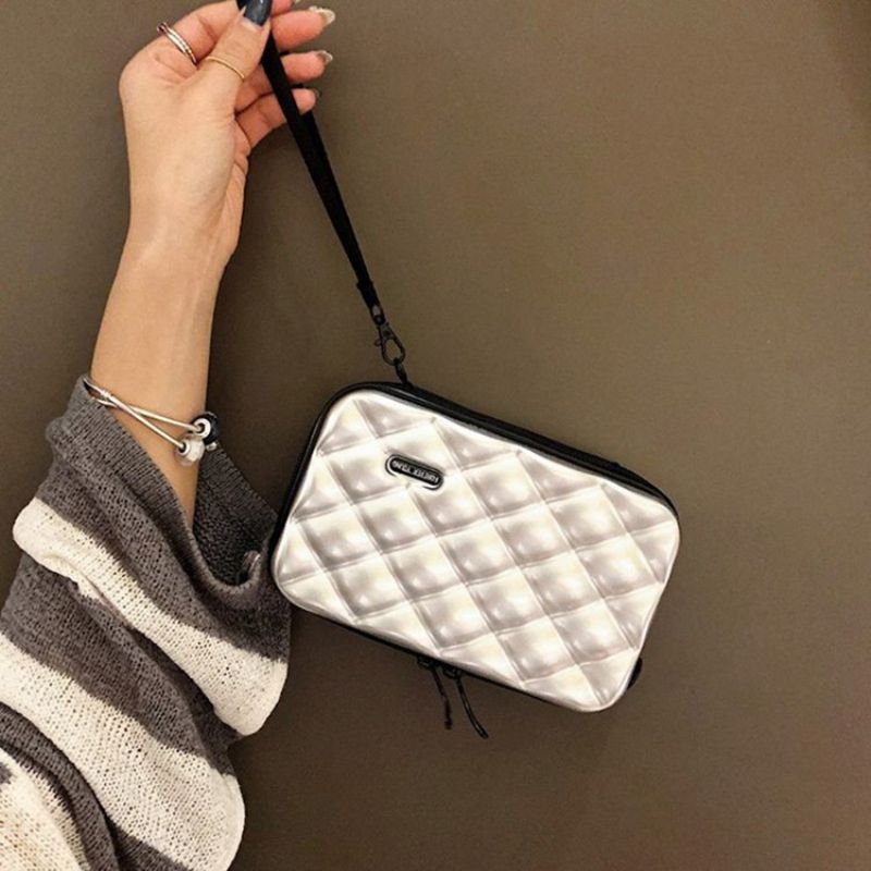 Plaid Tłoczone Torby Crossbody Z Klapką Z Pvc