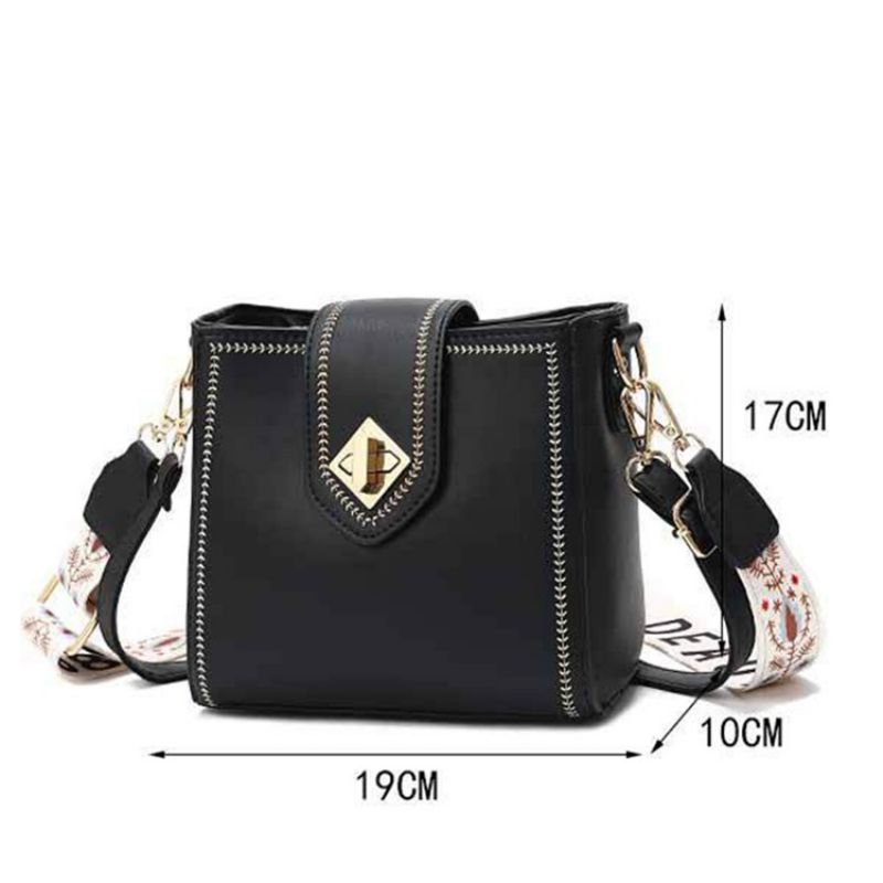 Pu Gładkie Nici Prostokątne Casual Torby Crossbody