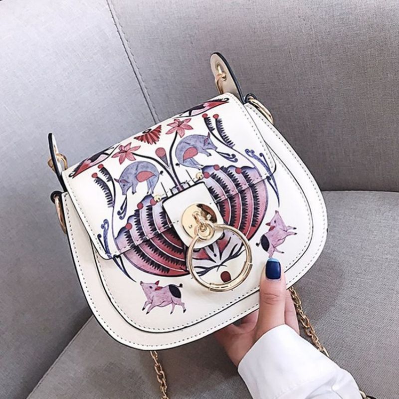 Pu Lock Cartoon Siodło Crossbody Torby