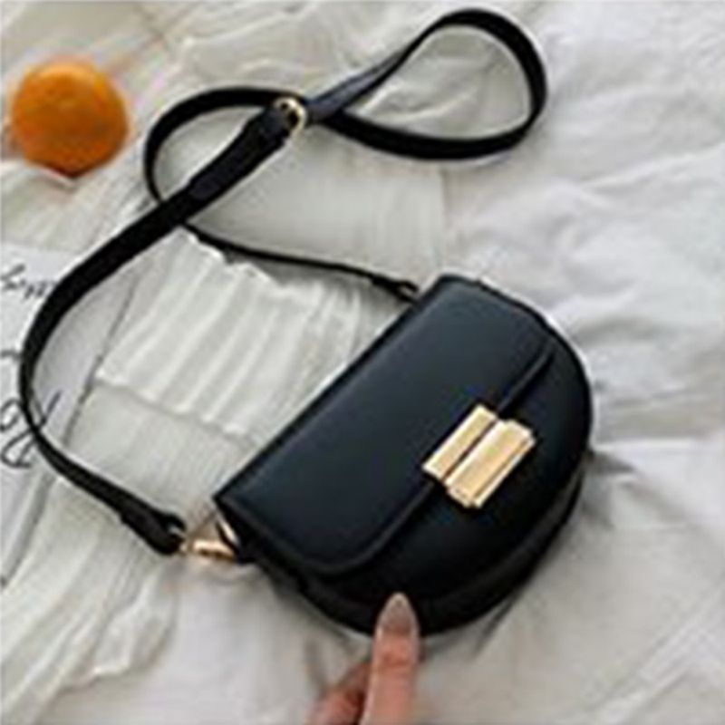 Pu Plain Lock Siodło Crossbody Ba